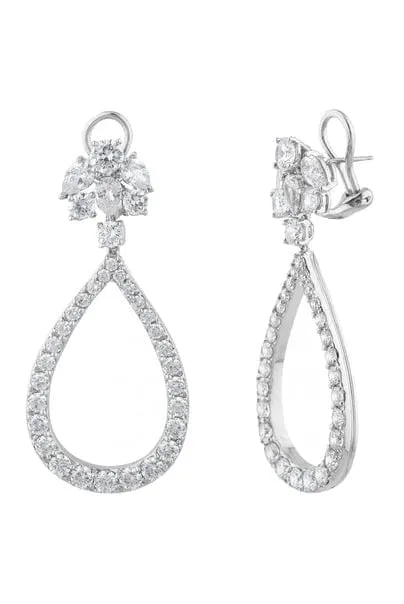 Small Cluster Open Pear Drop Earrings