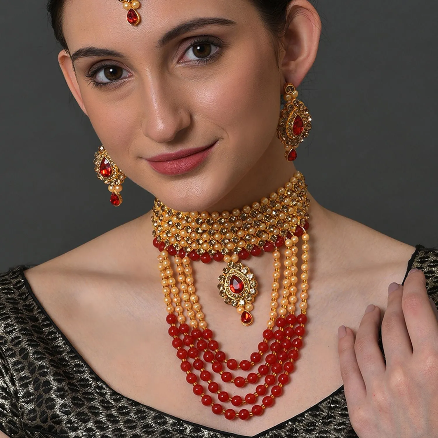 SOHIKundan Gold Plated Necklace Set
