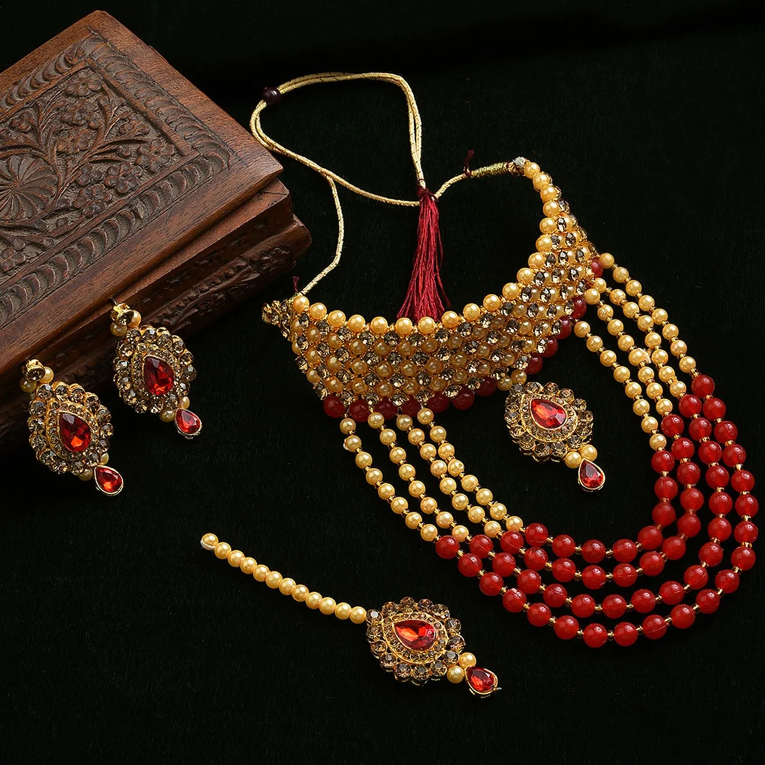 SOHIKundan Gold Plated Necklace Set