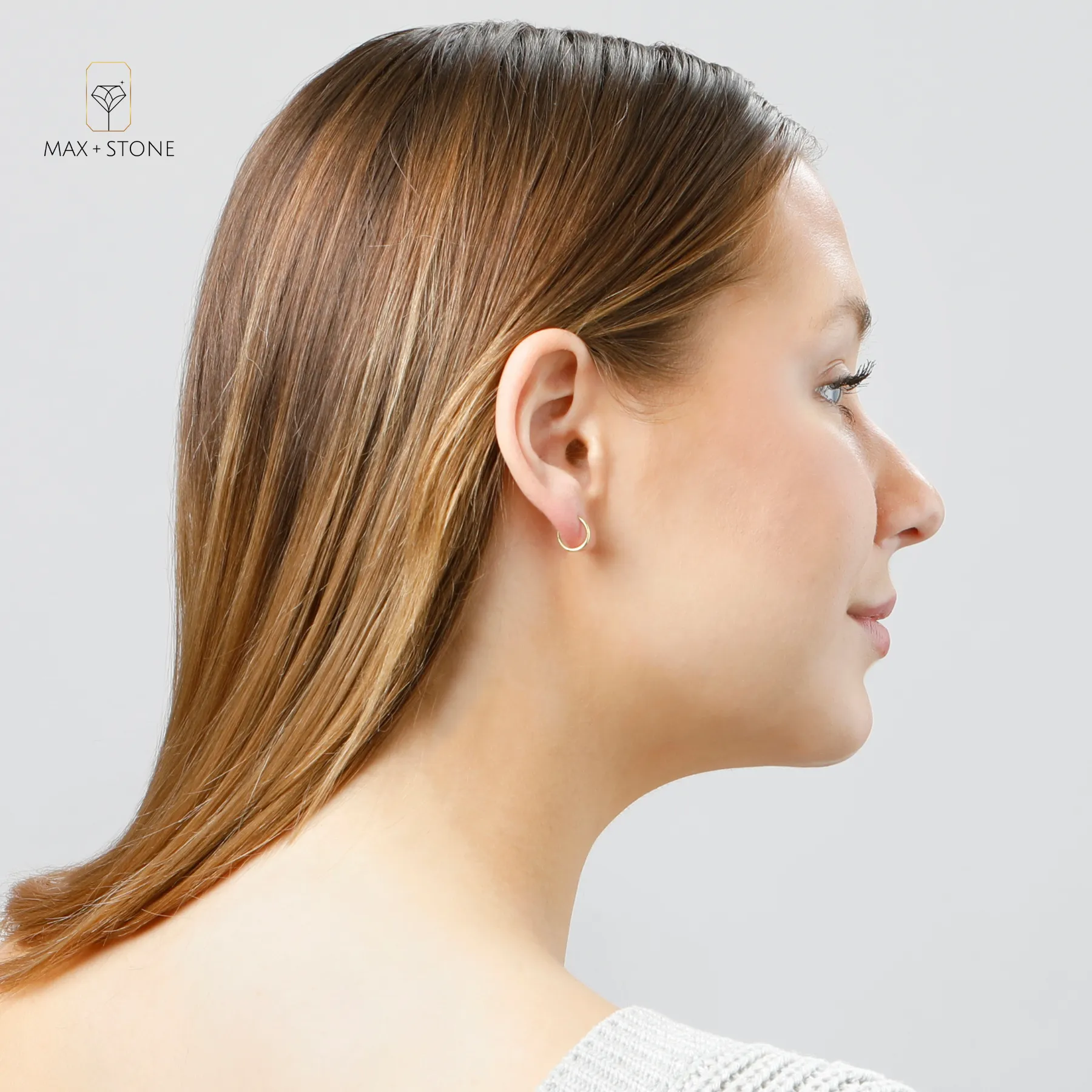 Solid 14k Gold Hoop Earrings 1mm Tube Flex Continuous in 10mm-14mm (0.4-1 Inch) Diameter Gold Hoop Earrings