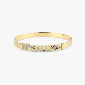 Solid Gold Bangle & Charms, Elsa SARAHELISE