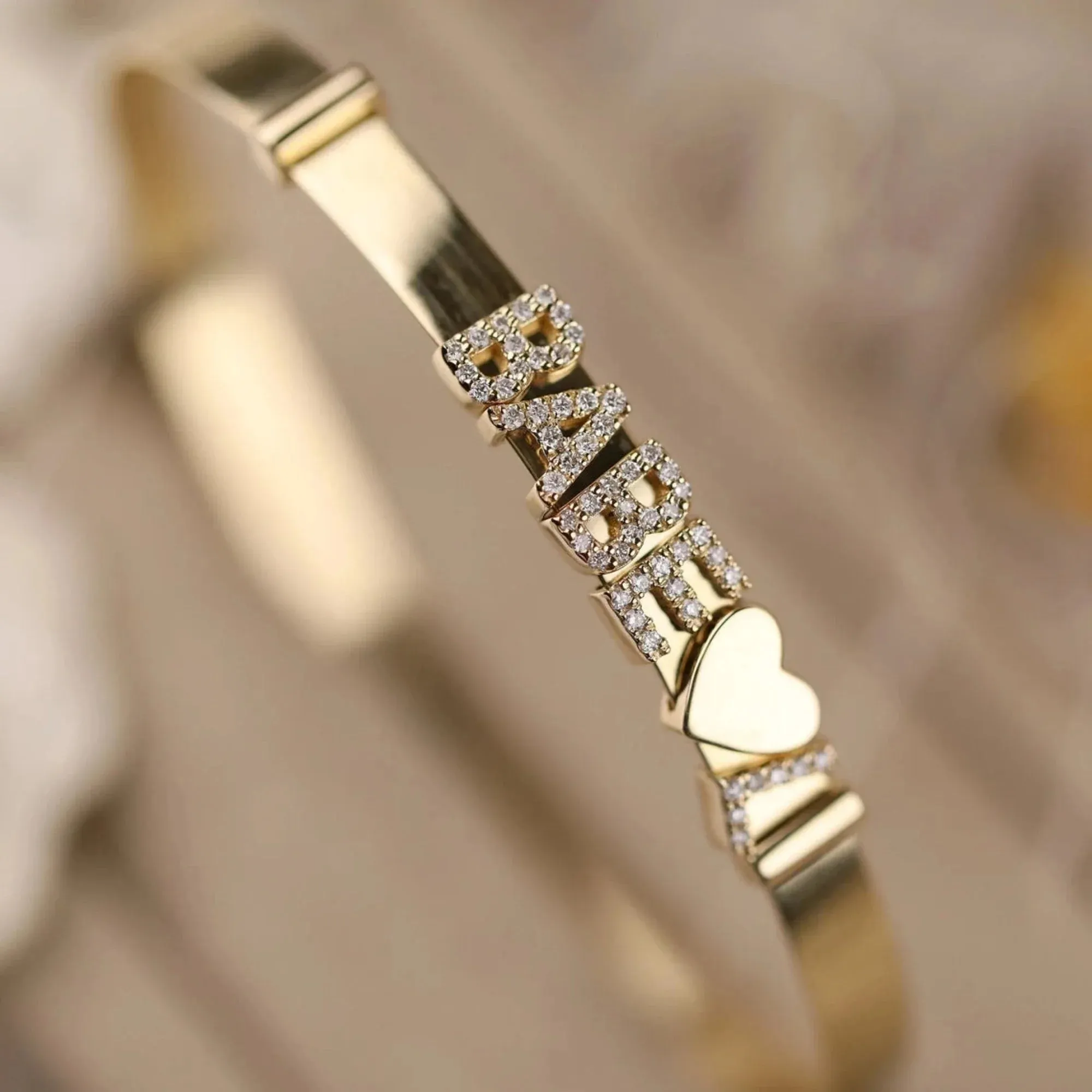 Solid Gold Bangle & Charms, Elsa SARAHELISE
