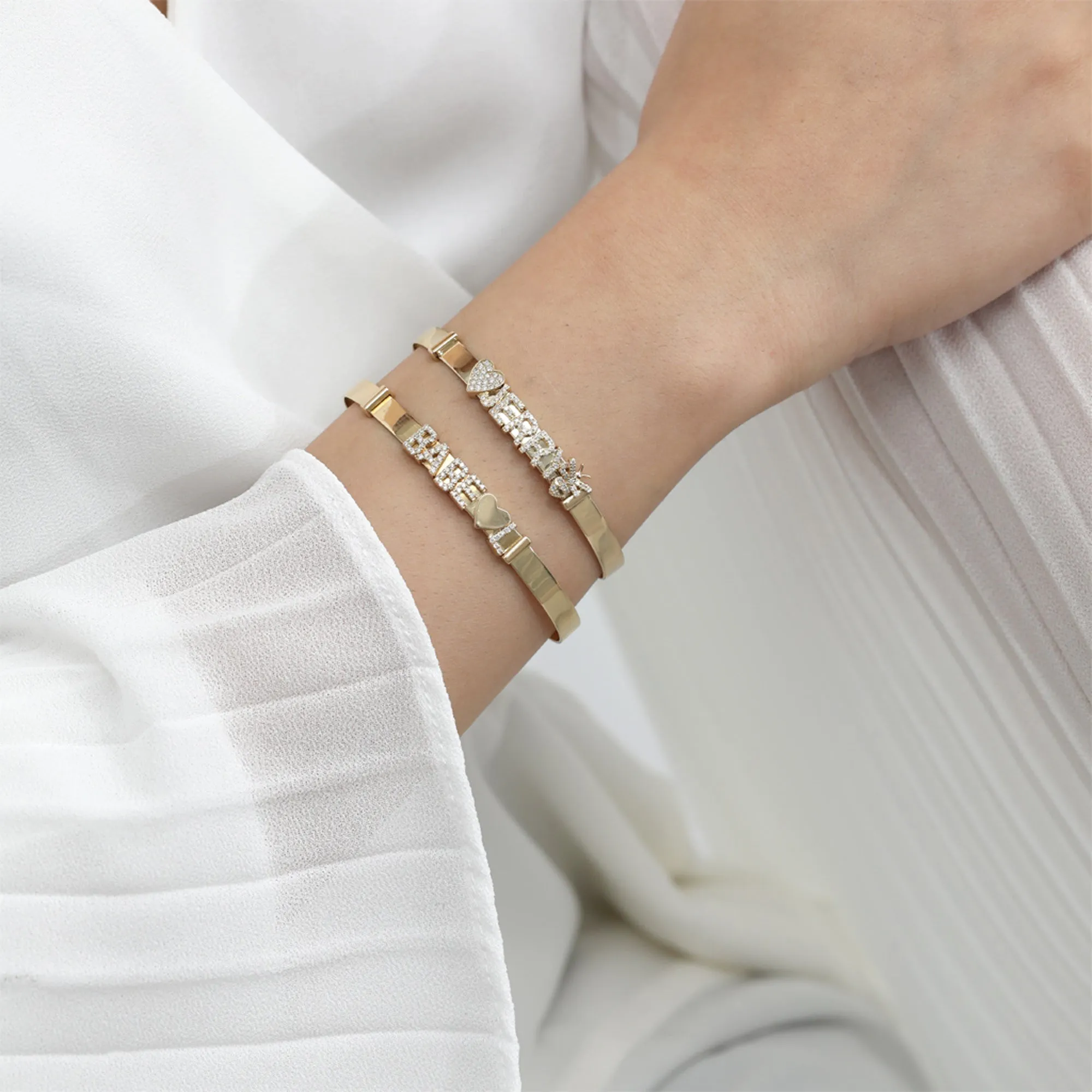 Solid Gold Bangle & Charms, Elsa SARAHELISE