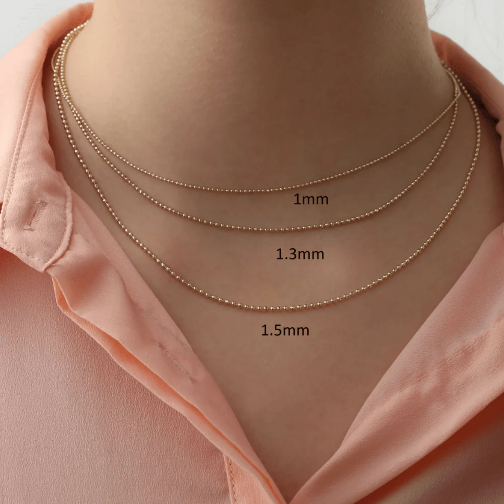 Solid Gold Beaded Chain Necklace, Selena SARAHELISE