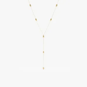 Solid Gold Beaded Lariat Necklace, Lyla SARAHELISE