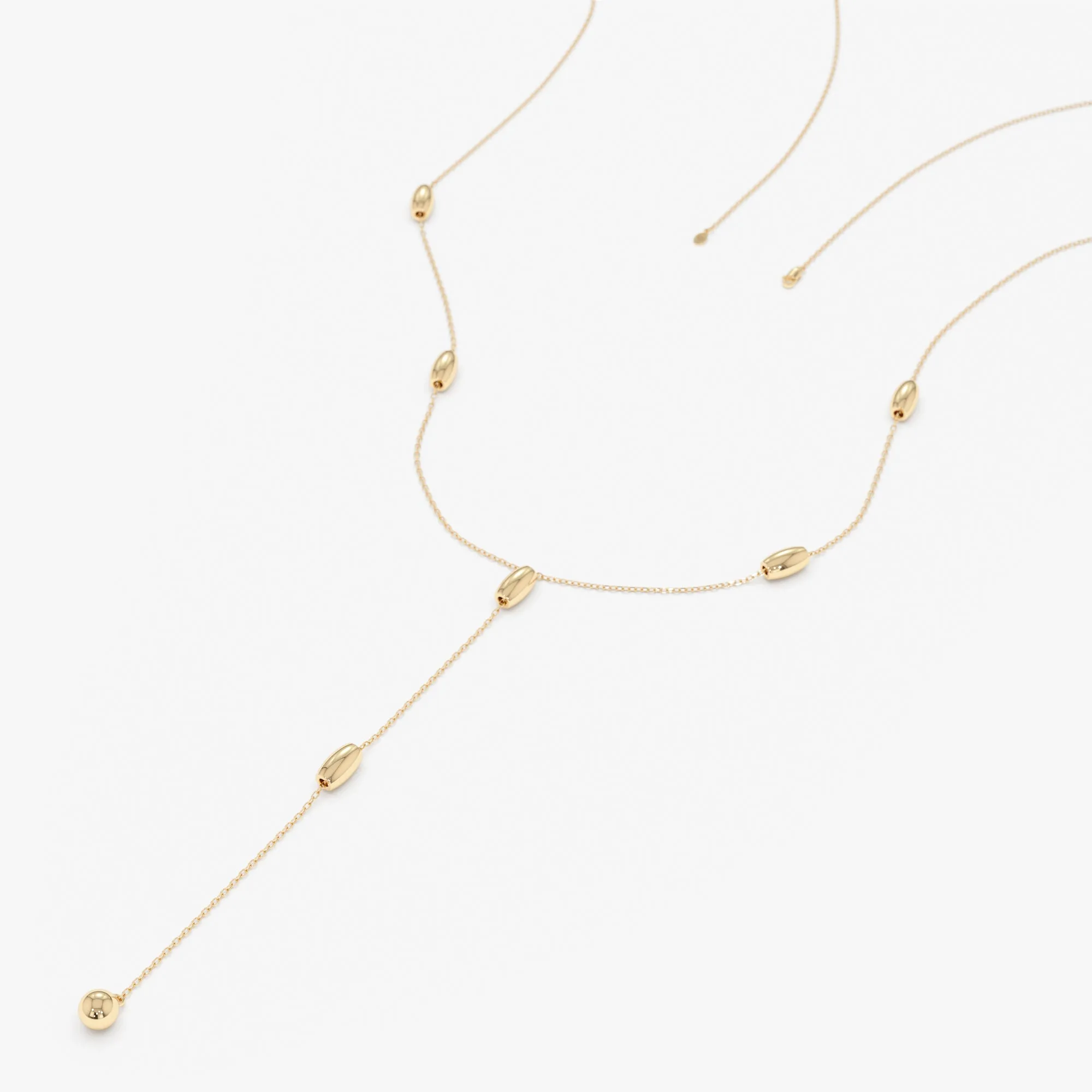 Solid Gold Beaded Lariat Necklace, Lyla SARAHELISE