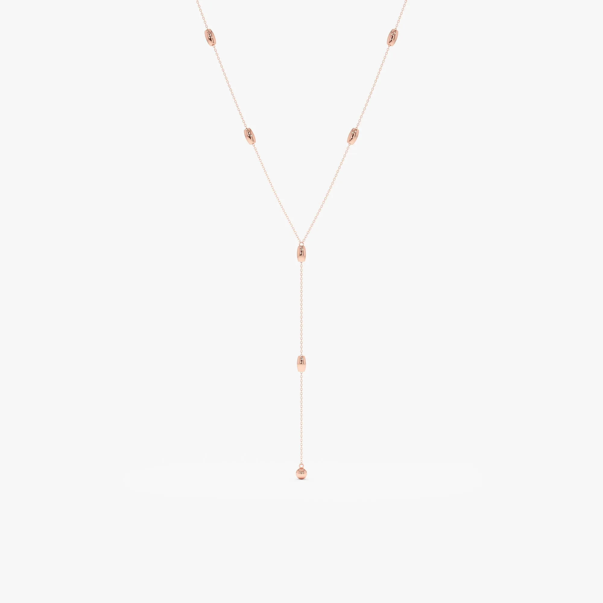 Solid Gold Beaded Lariat Necklace, Lyla SARAHELISE