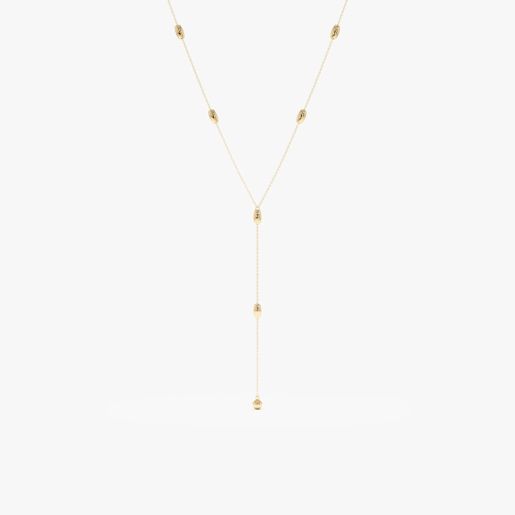 Solid Gold Beaded Lariat Necklace, Lyla SARAHELISE