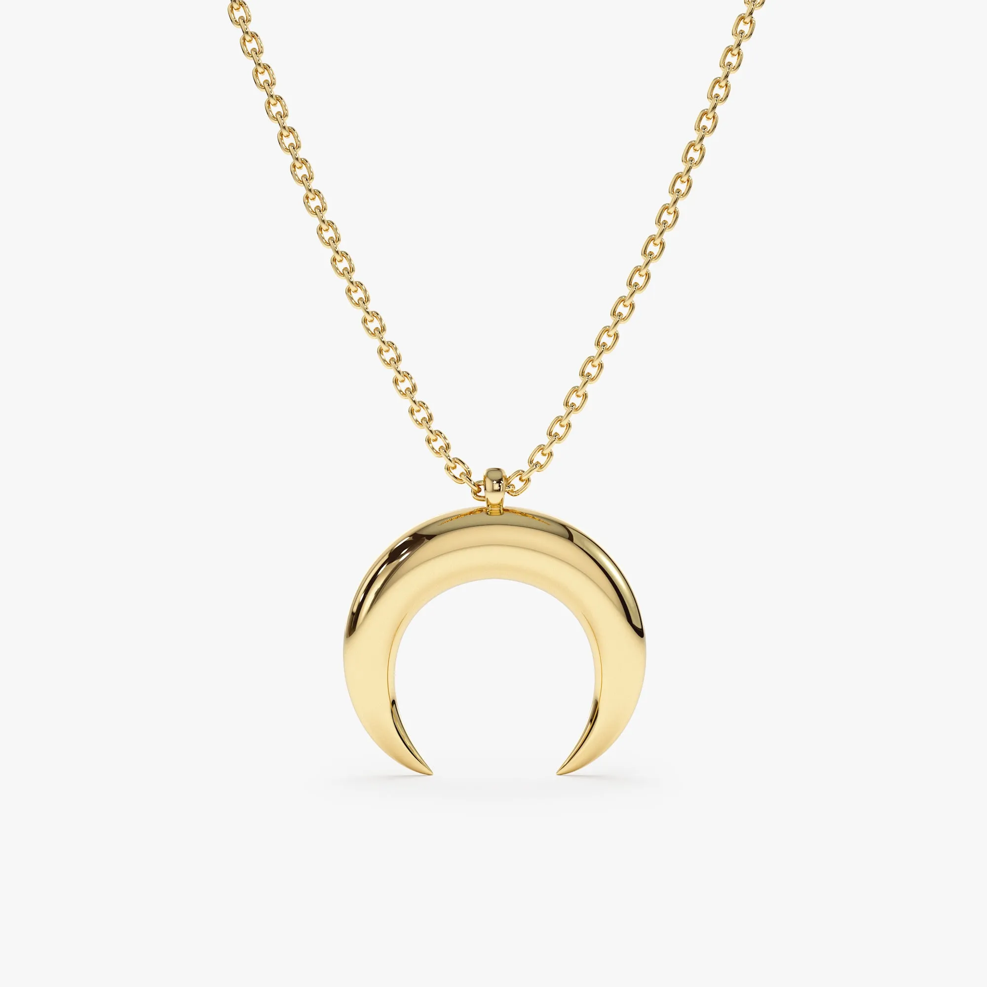 Solid Gold Crescent Horn Necklace, Hailie SARAHELISE