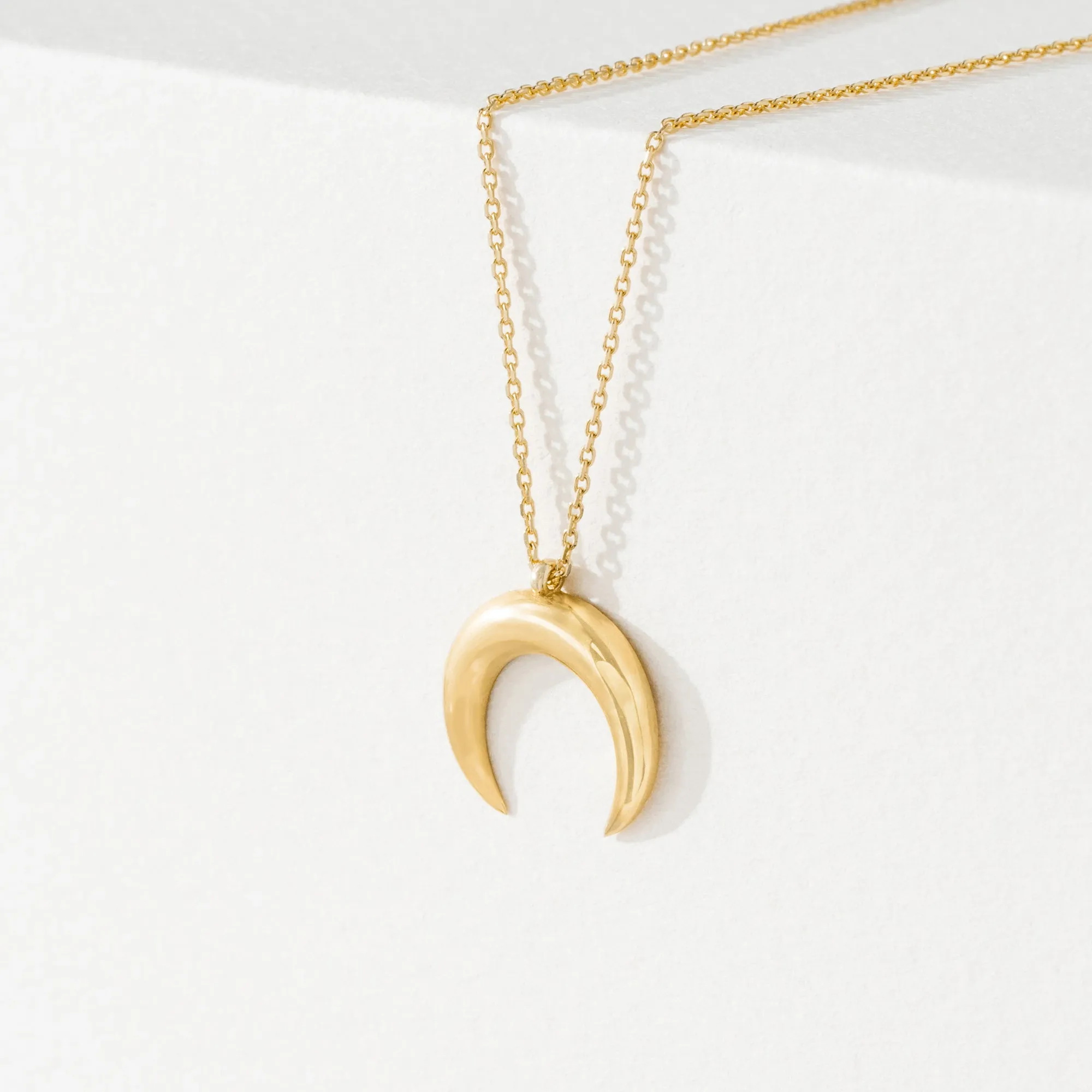 Solid Gold Crescent Horn Necklace, Hailie SARAHELISE