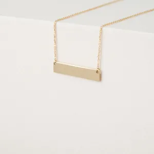 Solid Gold Engravable Bar Necklace, Blanca SARAHELISE