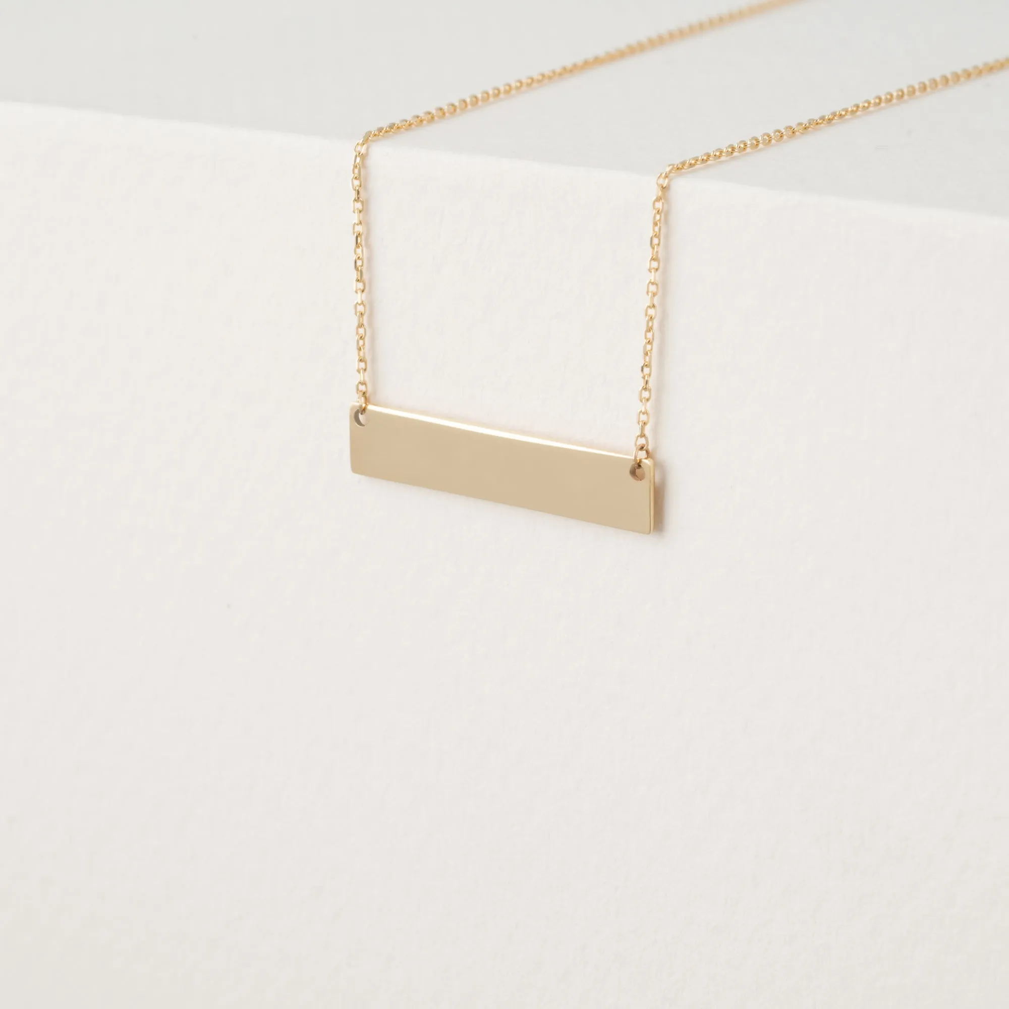 Solid Gold Engravable Bar Necklace, Blanca SARAHELISE