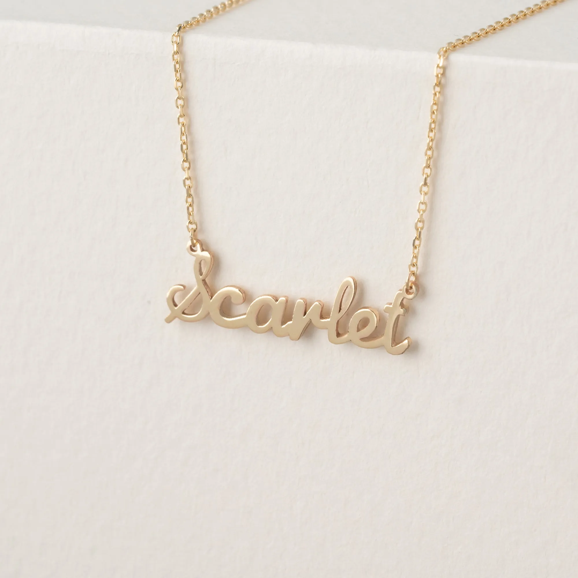 Solid Gold Script Font Name Necklace, Chloe SARAHELISE