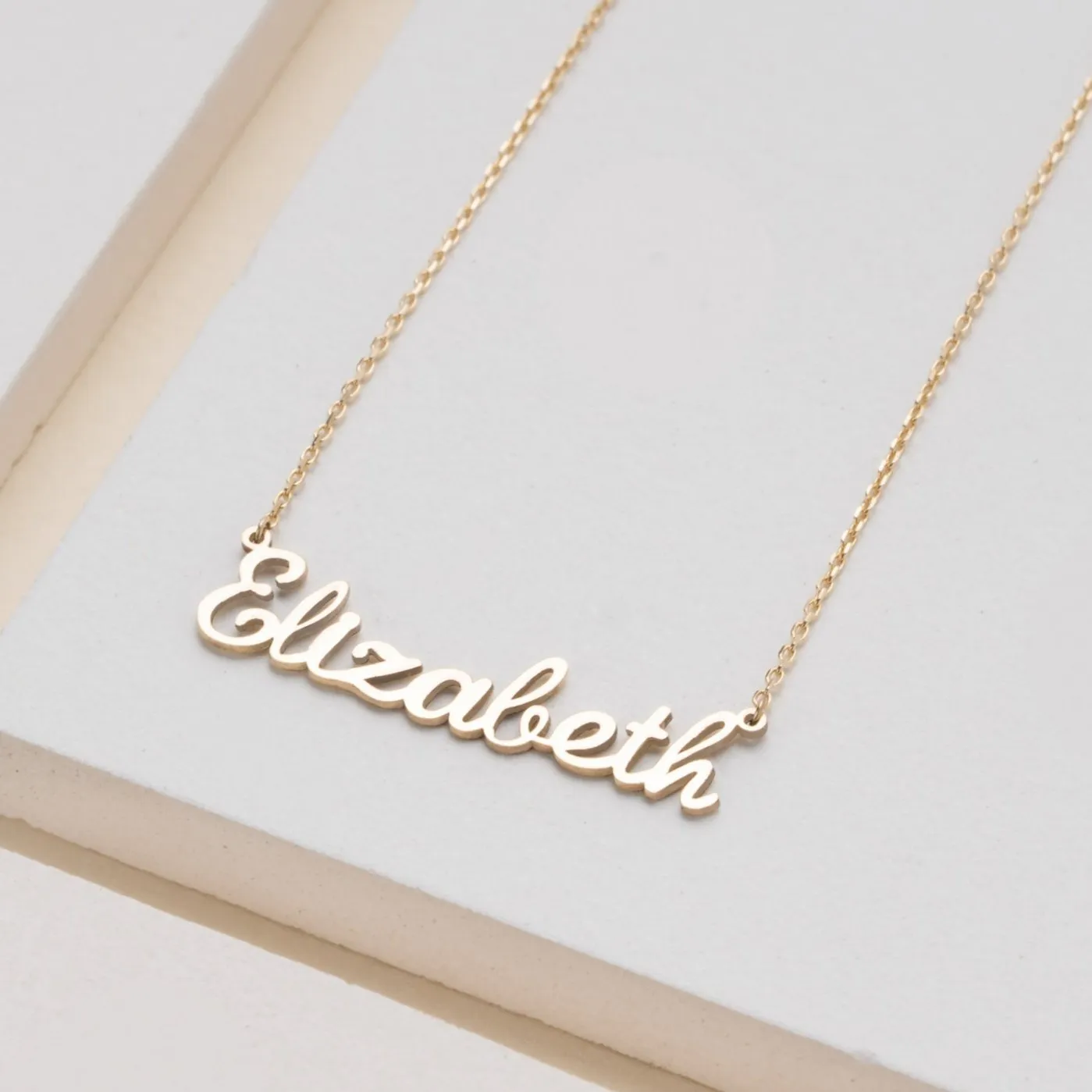 Solid Gold Script Font Name Necklace, Chloe SARAHELISE