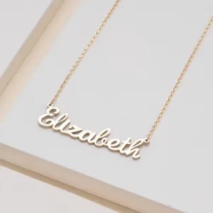Solid Gold Script Font Name Necklace, Chloe SARAHELISE