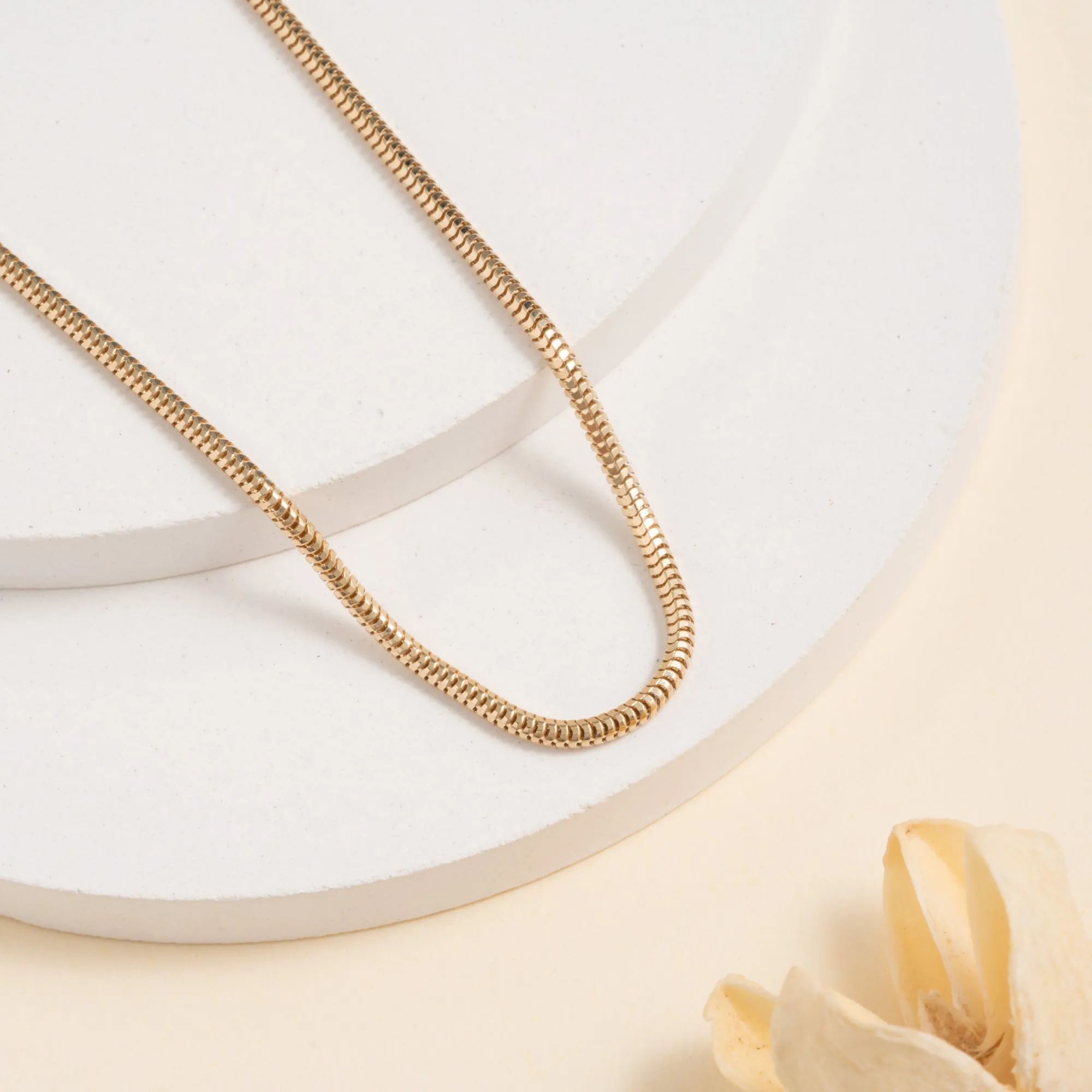 Solid Gold Snake Chain Necklace, Lace SARAHELISE