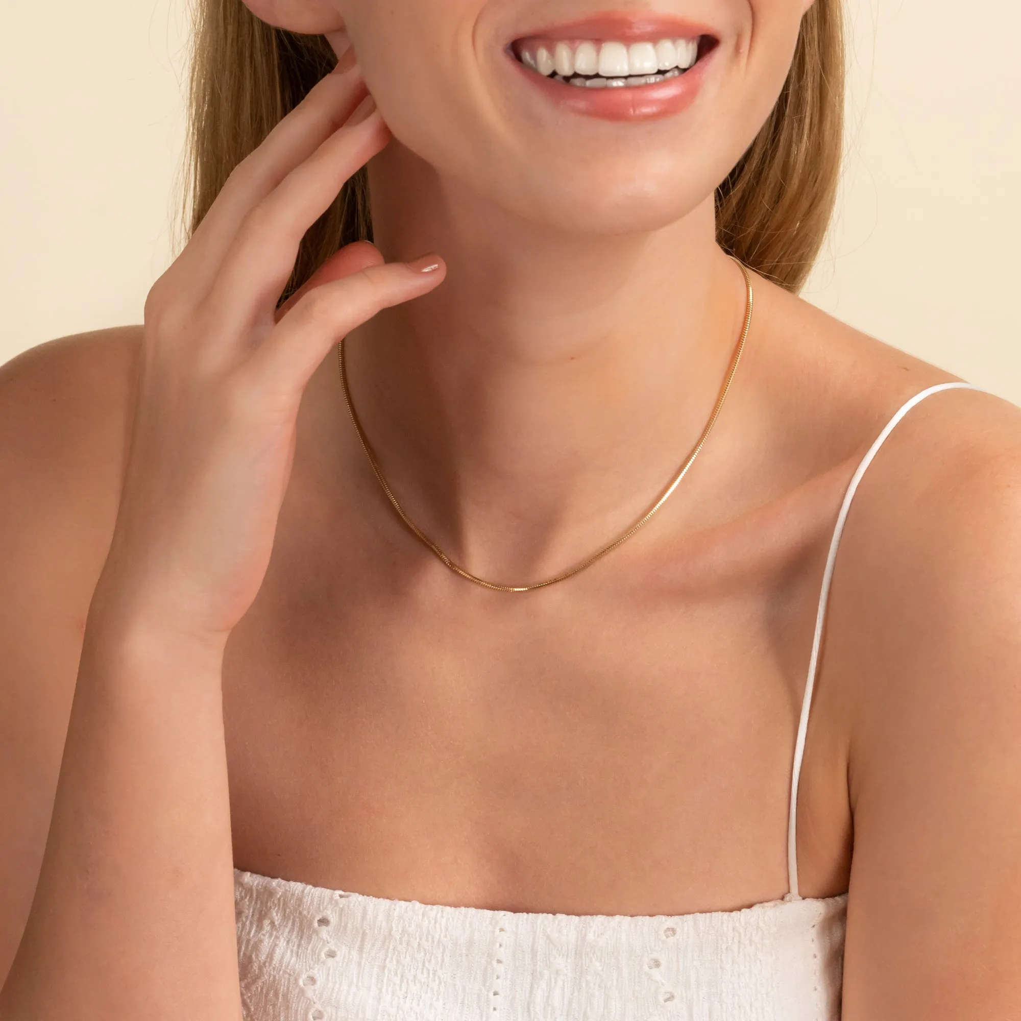 Solid Gold Snake Chain Necklace, Lace SARAHELISE