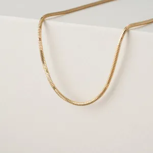 Solid Gold Snake Chain Necklace, Lace SARAHELISE
