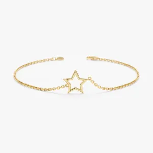 Solid Gold Star Cutout Bracelet, Skylar SARAHELISE