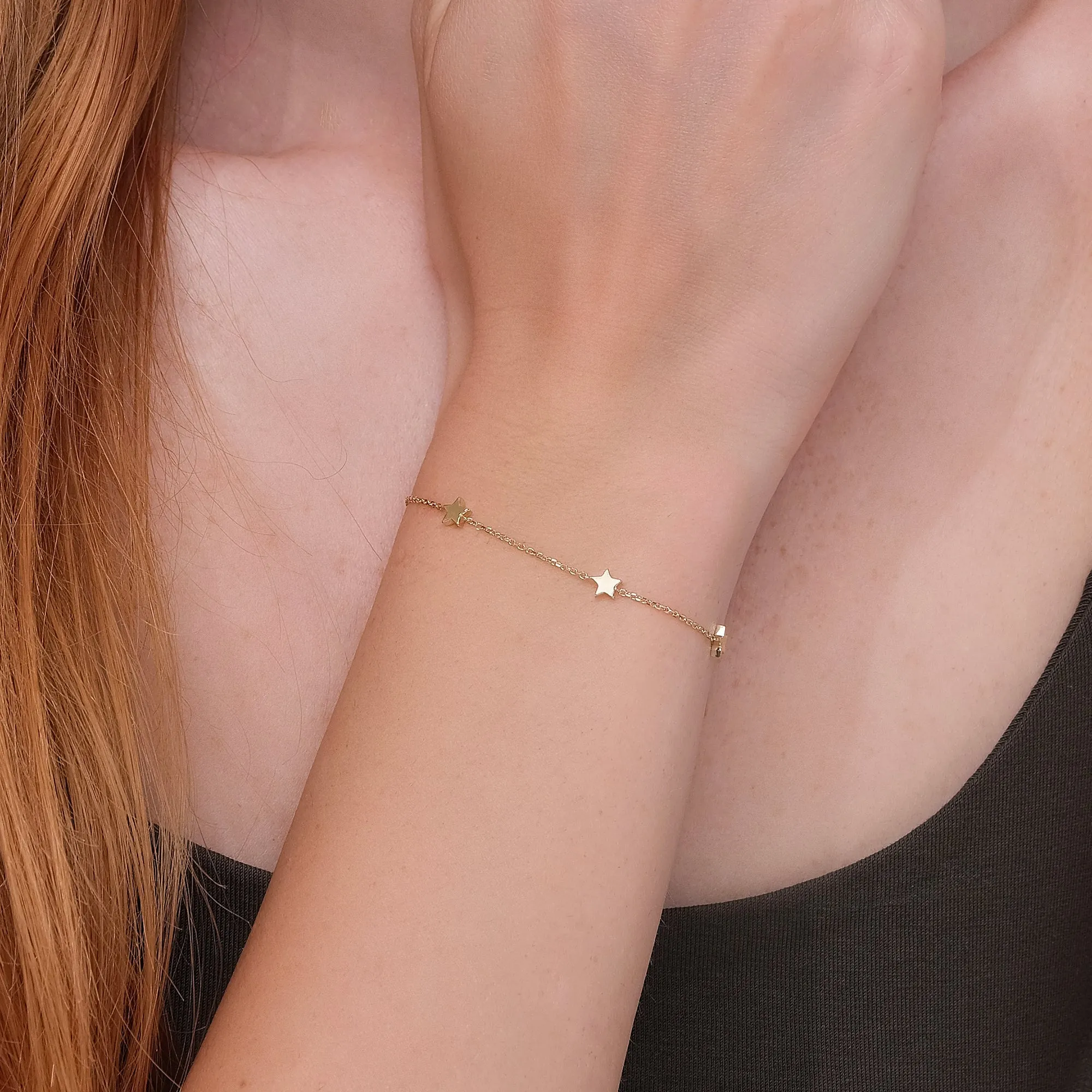 Solid Gold Star Station Bracelet, Stella SARAHELISE