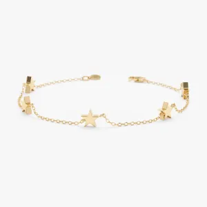 Solid Gold Star Station Bracelet, Stella SARAHELISE