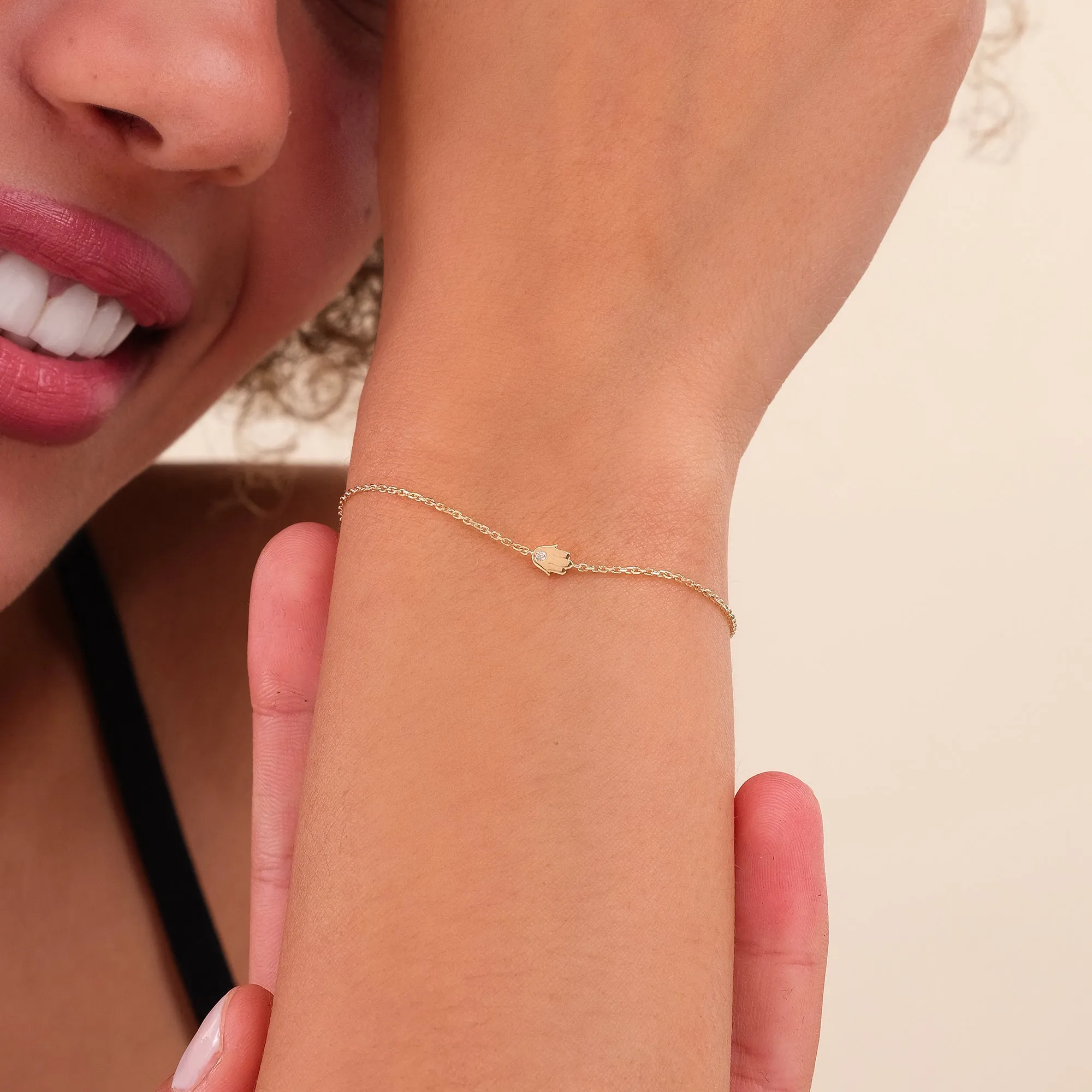 Solitaire Diamond Hamsa Bracelet, Hannah SARAHELISE