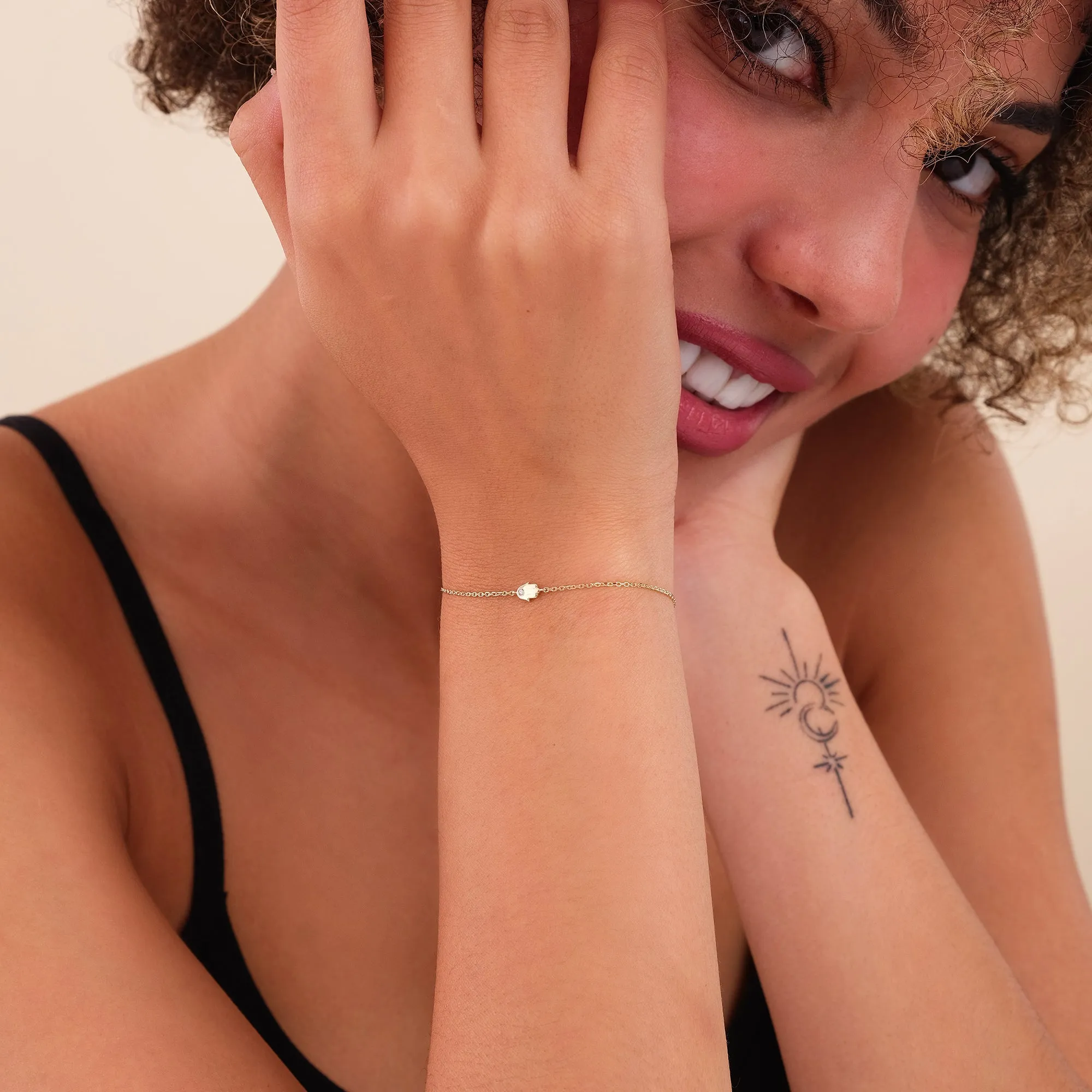 Solitaire Diamond Hamsa Bracelet, Hannah SARAHELISE