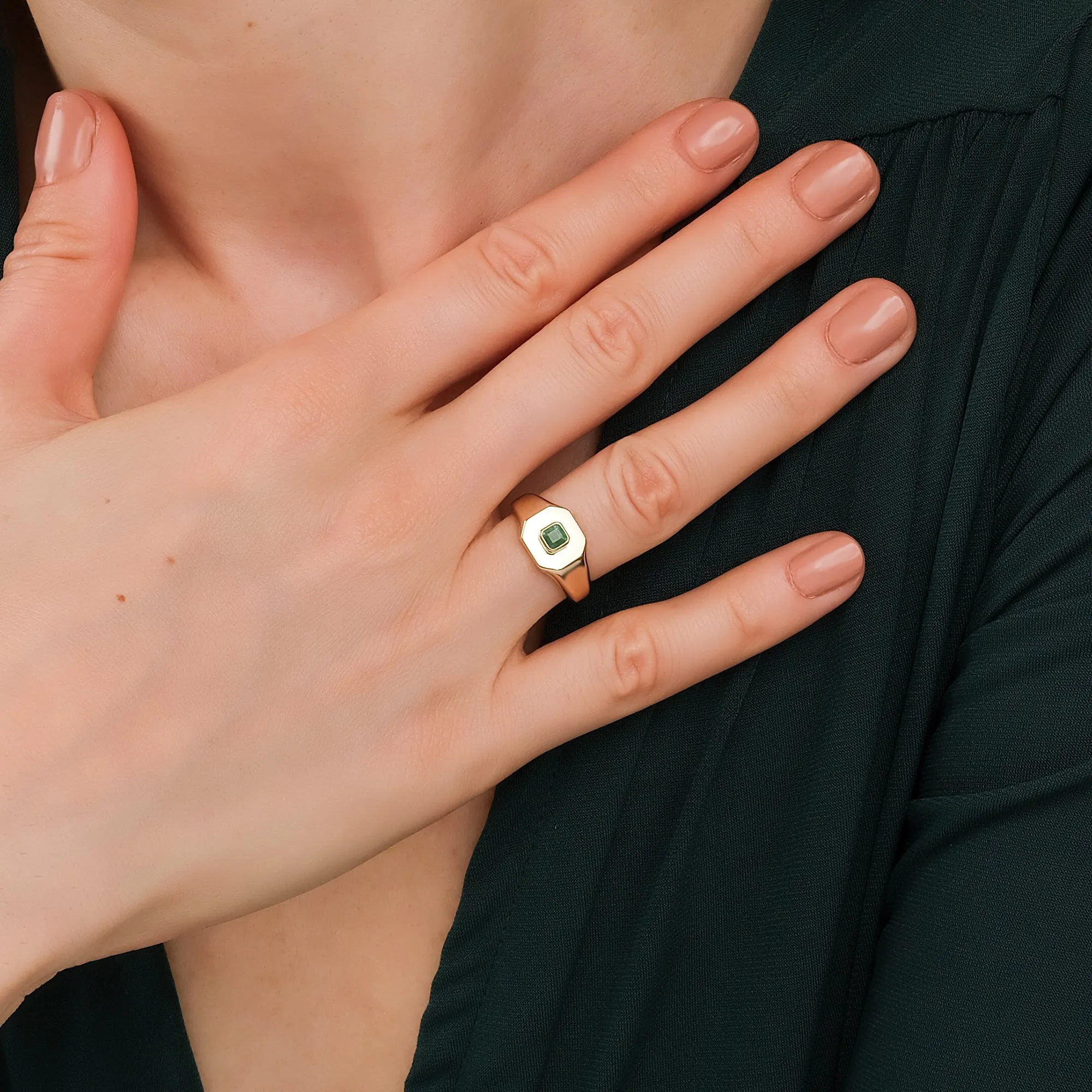 Square Emerald Signet Ring, Lyra SARAHELISE
