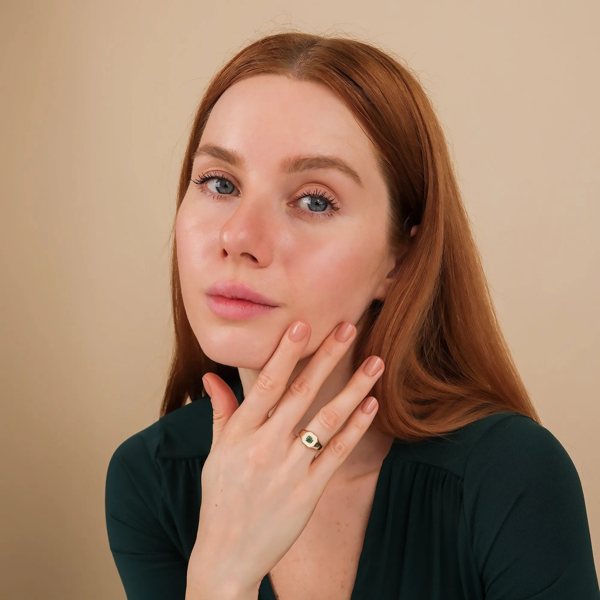 Square Emerald Signet Ring, Lyra SARAHELISE