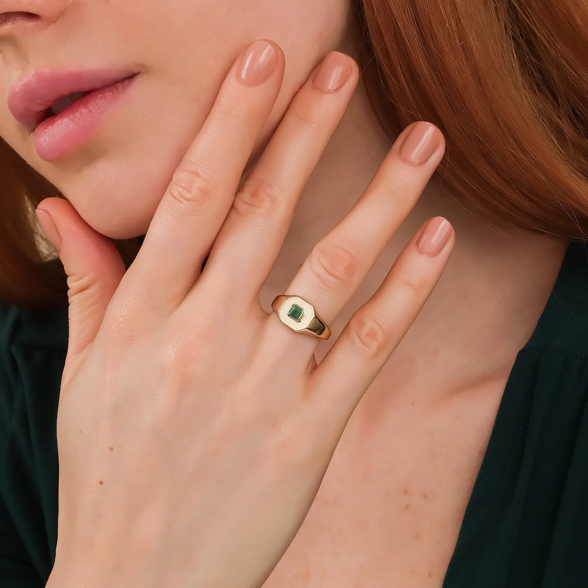 Square Emerald Signet Ring, Lyra SARAHELISE