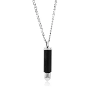 Stainless Steel Black Bullet Pendant On 60cm Chain Shiels