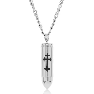 Stainless Steel Cross On Bullet Pendant On 60cm Chain Shiels