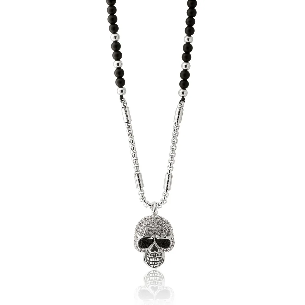 Stainless Steel Crystal Skull Pendant with Chain Shiels