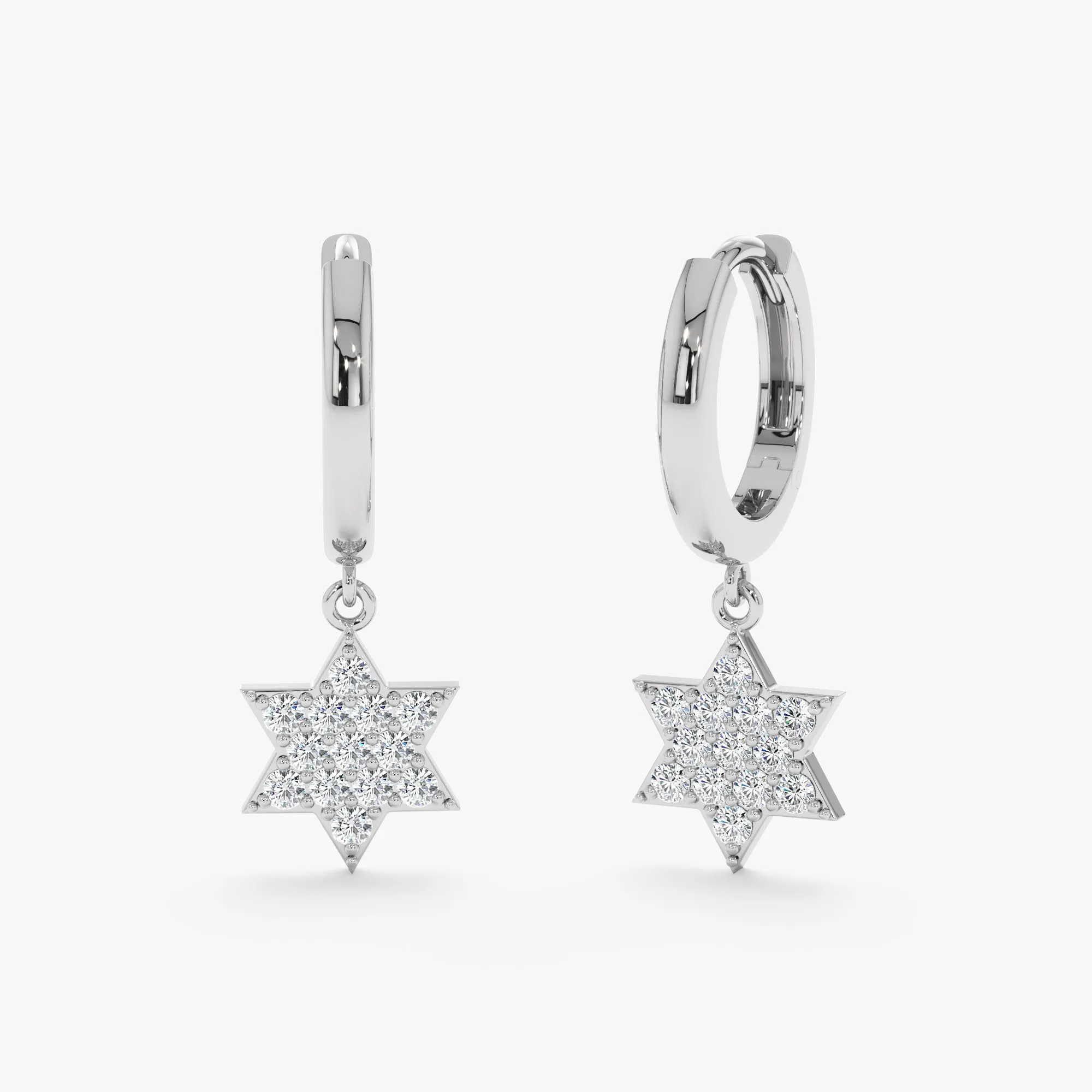 Star of David Diamond Charm Huggies, Jerus SARAHELISE