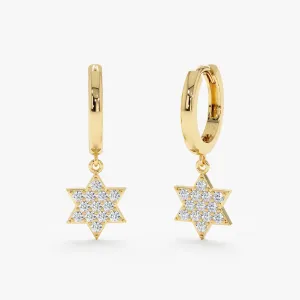 Star of David Diamond Charm Huggies, Jerus SARAHELISE