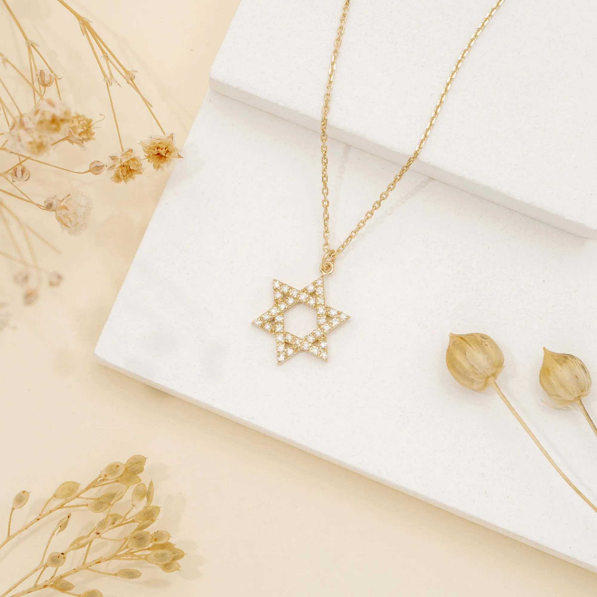 Star of David Diamond Charm Necklace, Serenity SARAHELISE