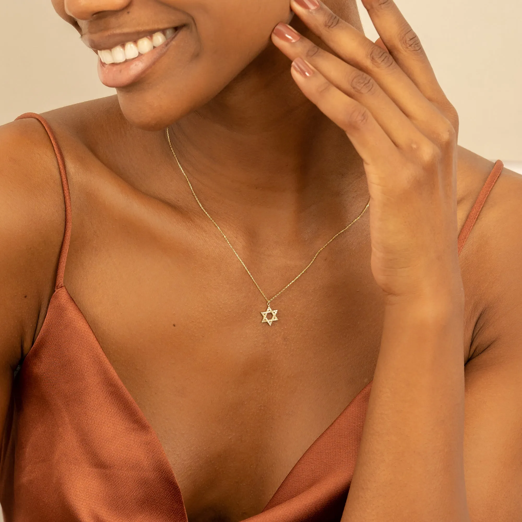 Star of David Diamond Charm Necklace, Serenity SARAHELISE