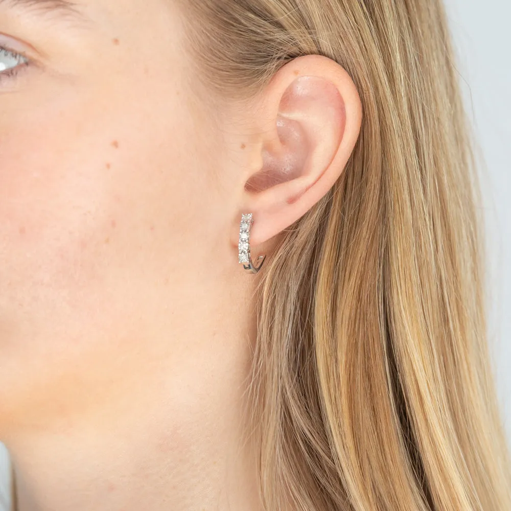 Sterling Silver 10 Diamond Hoop Earrings Shiels
