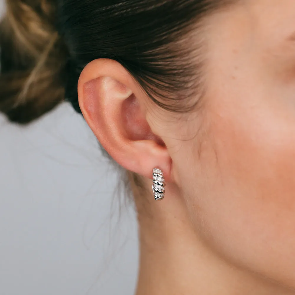 Sterling Silver 1/6 Carat Diamond Hoop Earrings Shiels