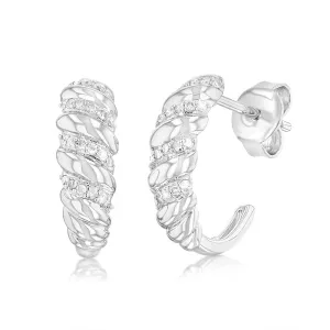 Sterling Silver 1/6 Carat Diamond Hoop Earrings Shiels