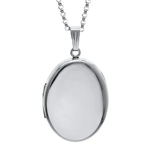 Sterling Silver 20x25mm Oval Locket Necklace Croghans
