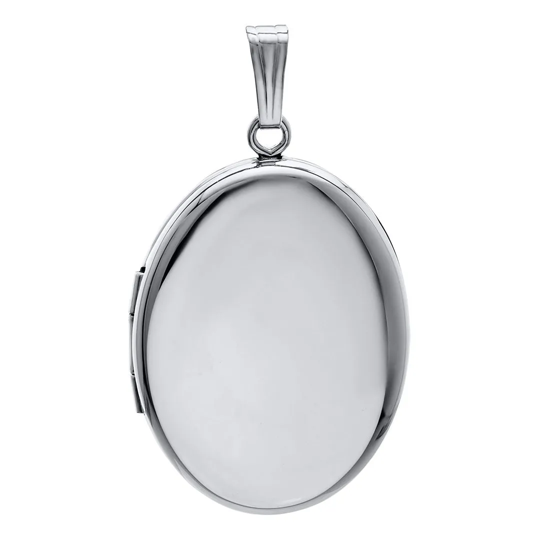 Sterling Silver 20x25mm Oval Locket Necklace Croghans