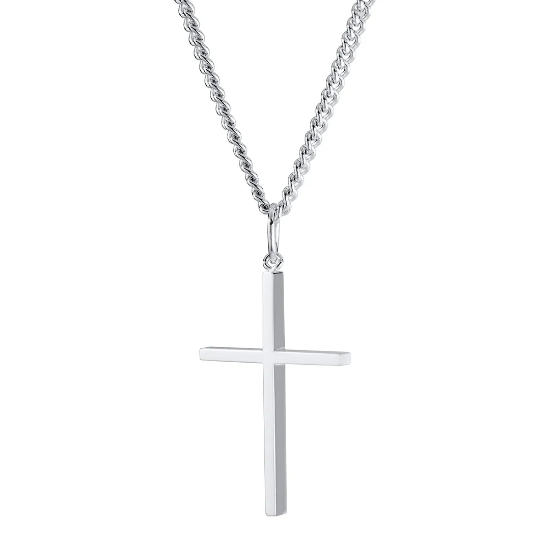 Sterling Silver 24x44mm Cross Pendant Necklace Croghans