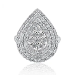 Sterling Silver and 9ct Yellow Gold 3 Carat Diamond Pear Shaped Cluster Ring Shiels