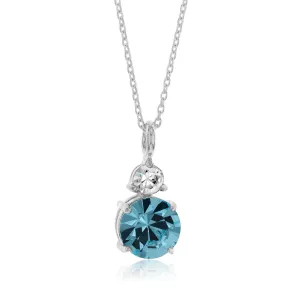 Sterling Silver Aqua Bohemica And White Crystal Pendant With 45cm Chain Shiels
