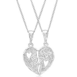 Sterling Silver Best Friend Heart Break Pendant With 45cm Chain Shiels