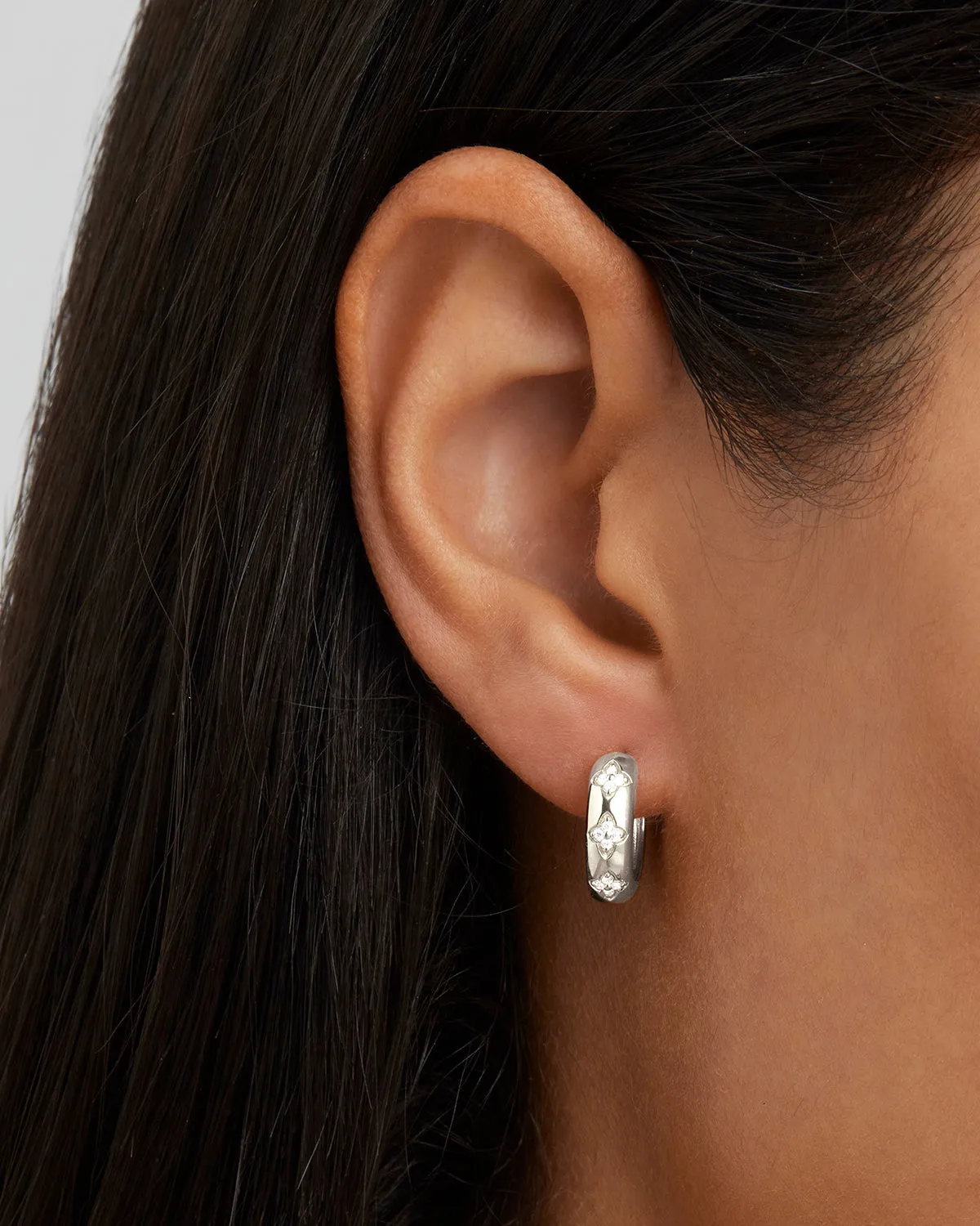 Sterling Silver Bloom With You Lotus Hoops Bycharlotte