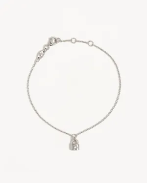 Sterling Silver Crystal Lotus Padlock Bracelet Bycharlotte