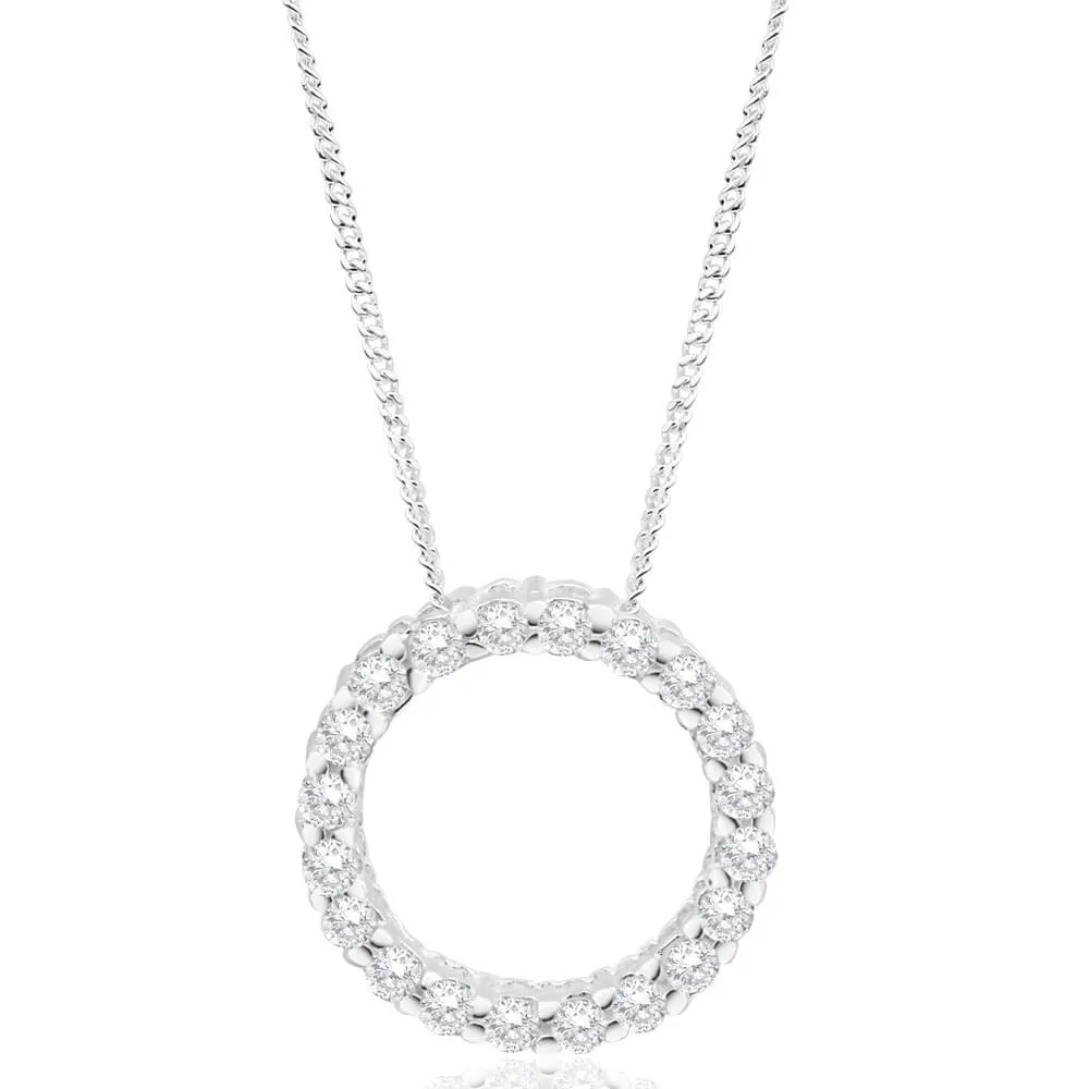 Sterling Silver Cubic Zirconia Circle Of Life Pendant With 50cm Chain Shiels