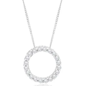 Sterling Silver Cubic Zirconia Circle Of Life Pendant With 50cm Chain Shiels